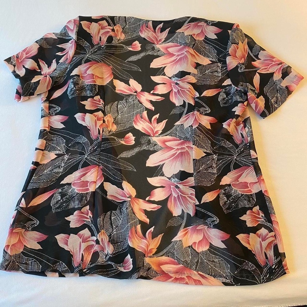 vintage 80s clara usa sheer floral spring cover up / top / cardi - Picture 3 of 4